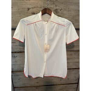 Vintage Vanity Fair Antron III NWT Women's Blouse Size 32 M/L Sheer Buttons 70s